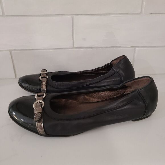 AGL Attilio Giusti Leombruni Black Ballet Flats Size 8 Work Office Comfy Italian - Picture 3 of 8